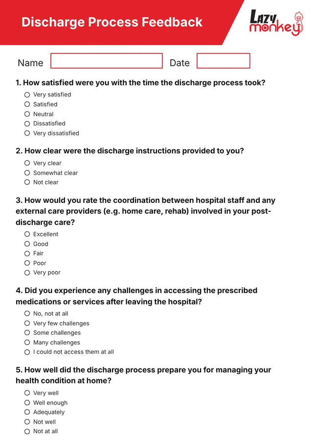 Discharge Process Feedback Form