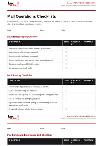 Cover of the Mall Operations Checklists