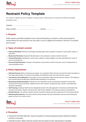 Cover of the Restraint and Narcotic Policy Templates