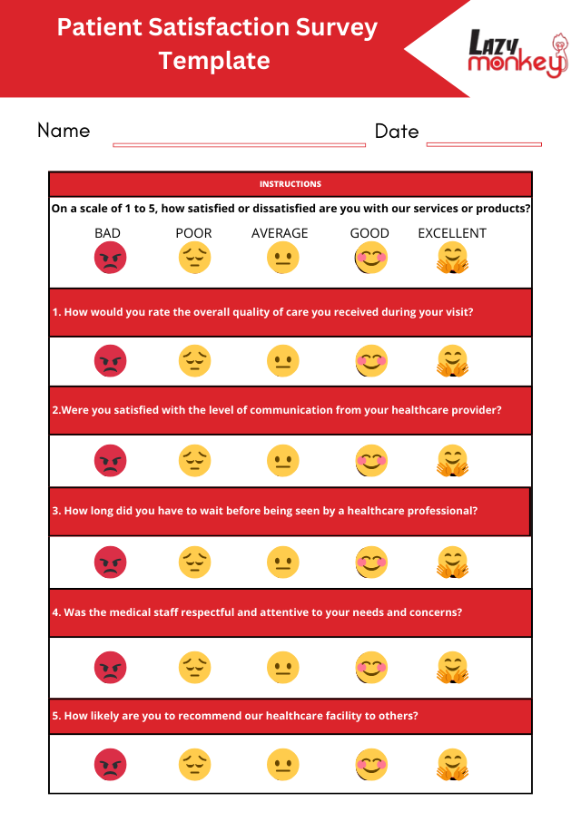 Patient Satisfaction Survey Form