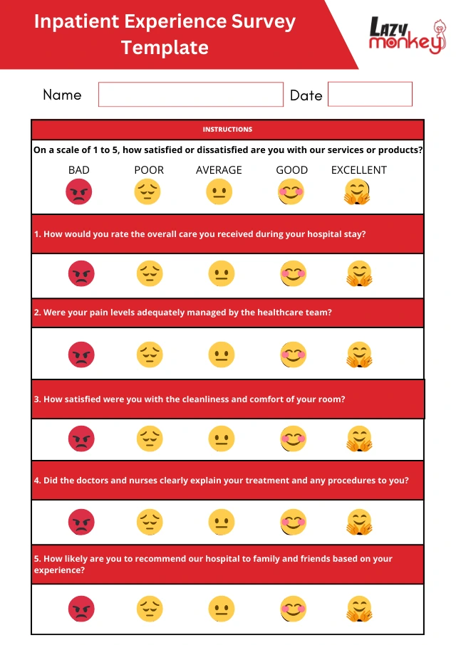 Inpatient Experience Survey Form