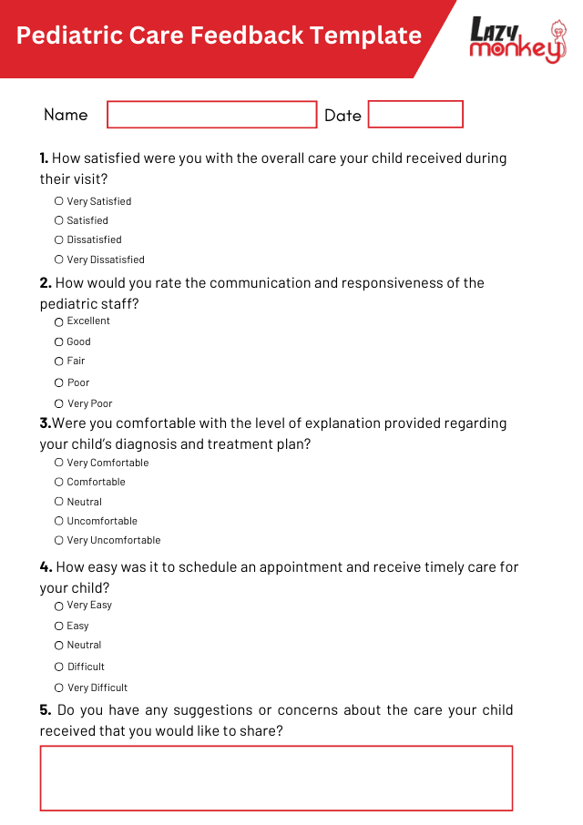 Pediatric Care Feedback Form