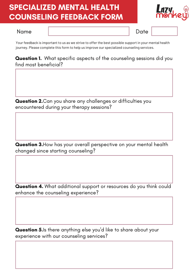 Mental Health Service Feedback Form 