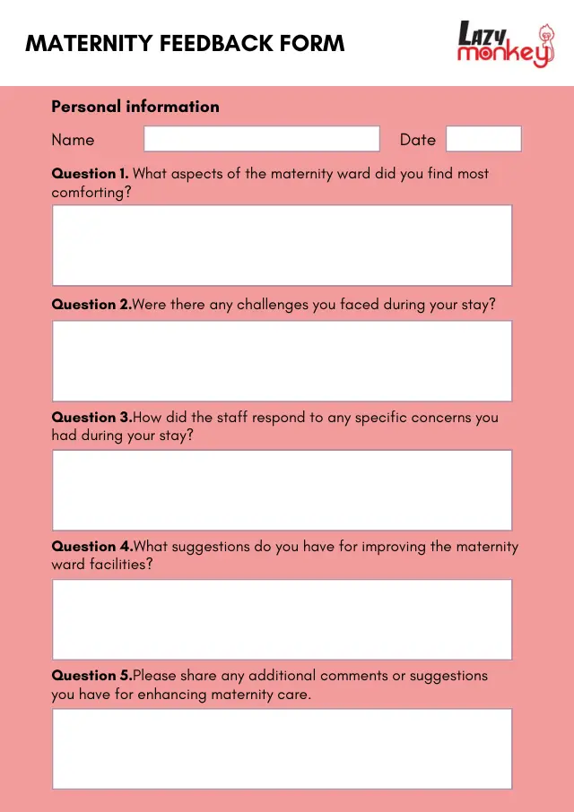 Maternity Ward Feedback Form