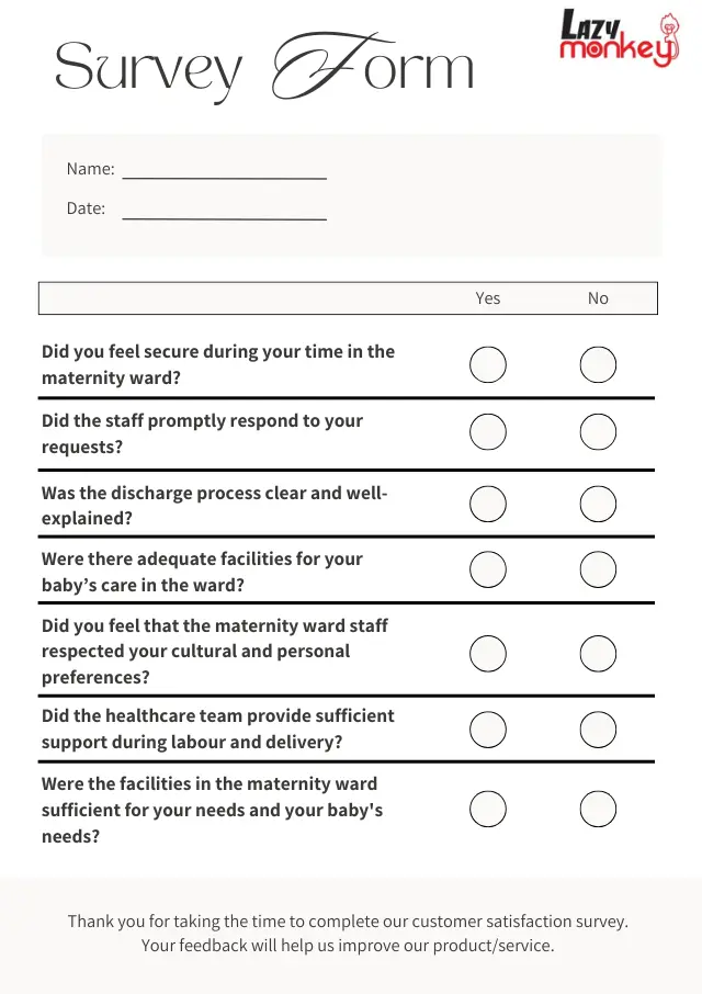 Maternity Ward Feedback Form