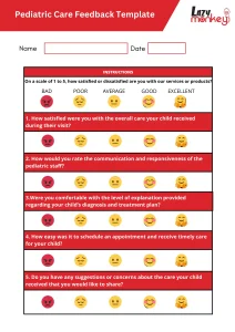 Pediatric care feedback template