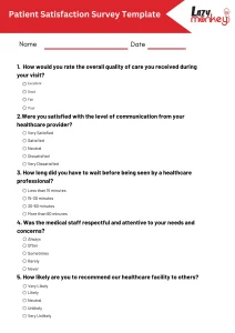 Patient satisfaction survey template