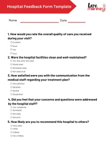 Hospital feedback form template