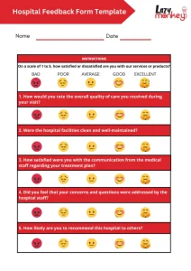 Hospital feedback form template