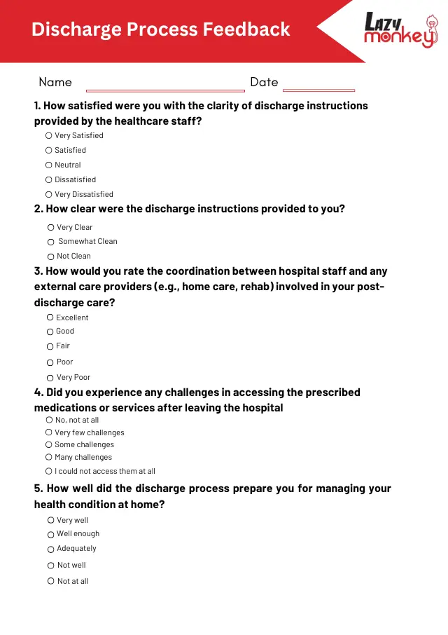 Discharge Process Feedback Form