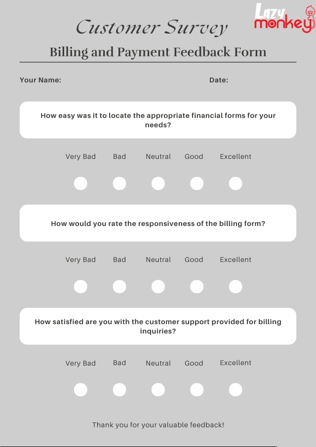 Billing and Payment Feedback Form