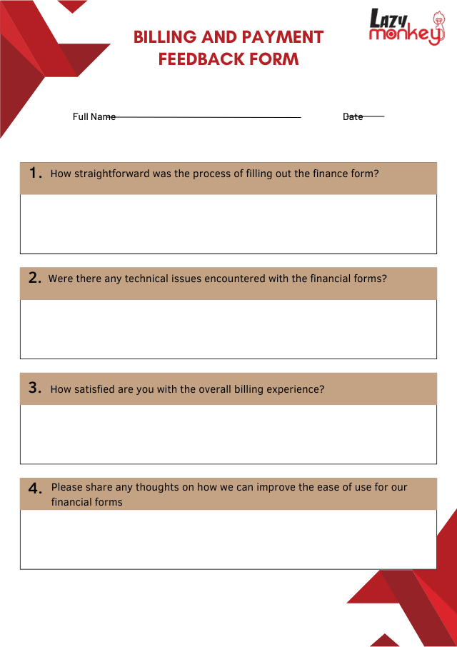 Billing and Payment Feedback Form